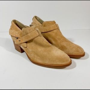 Rag & Bone Tan Suede Ankle Booties Stacked Heel